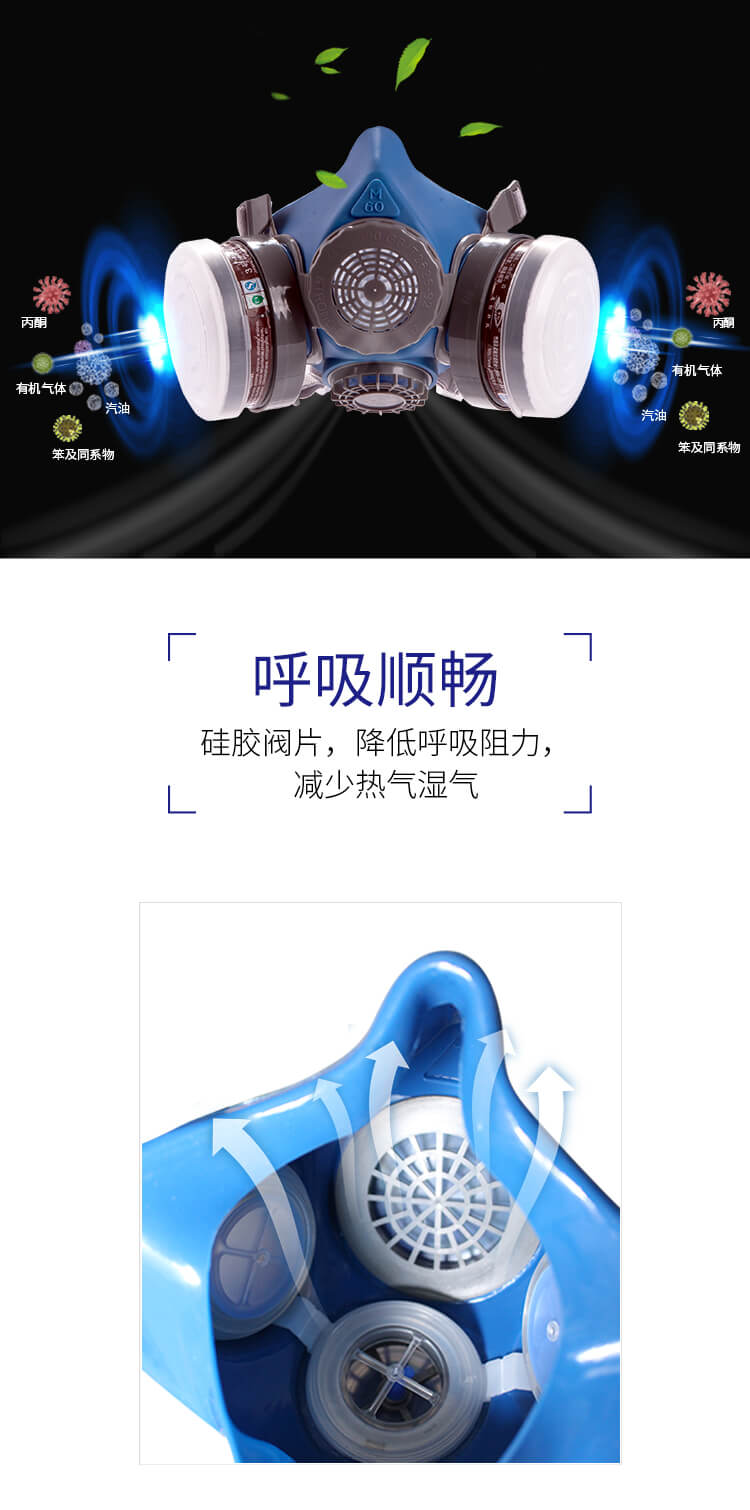 ST-M60G-1B硅胶双罐防毒半面罩-亚游国际