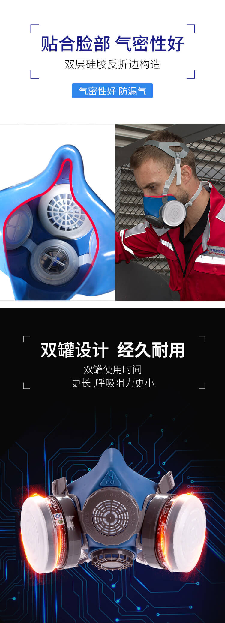 ST-M60G-1B硅胶双罐防毒半面罩-亚游国际
