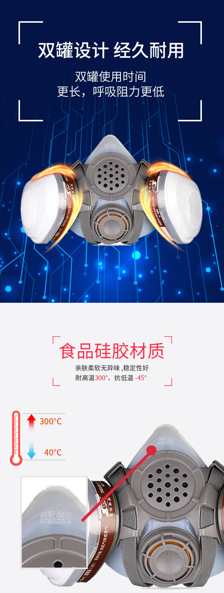 ST-M50G-3B硅胶双罐防毒半面罩-亚游国际