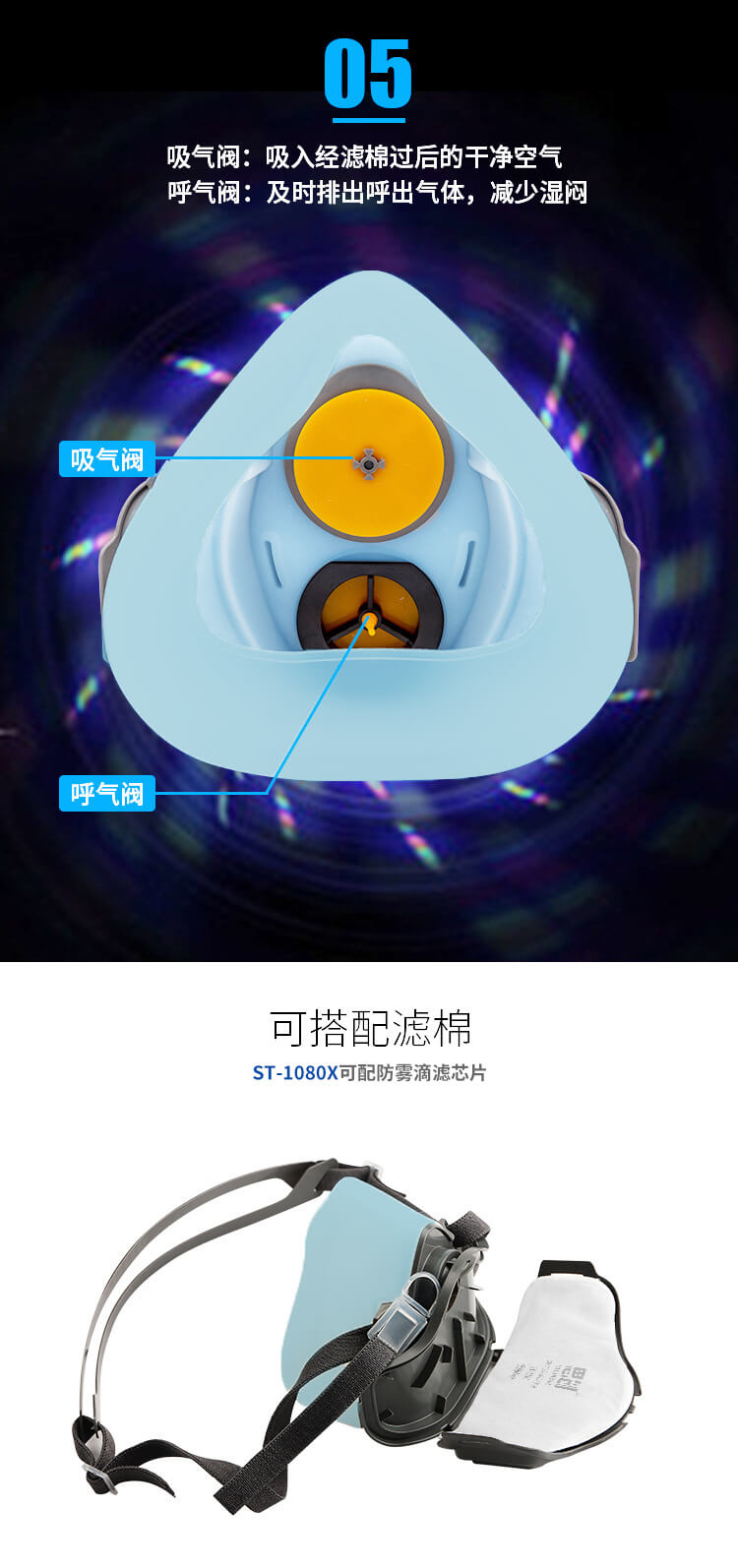 ST-1080X橡胶防尘半面罩-亚游国际