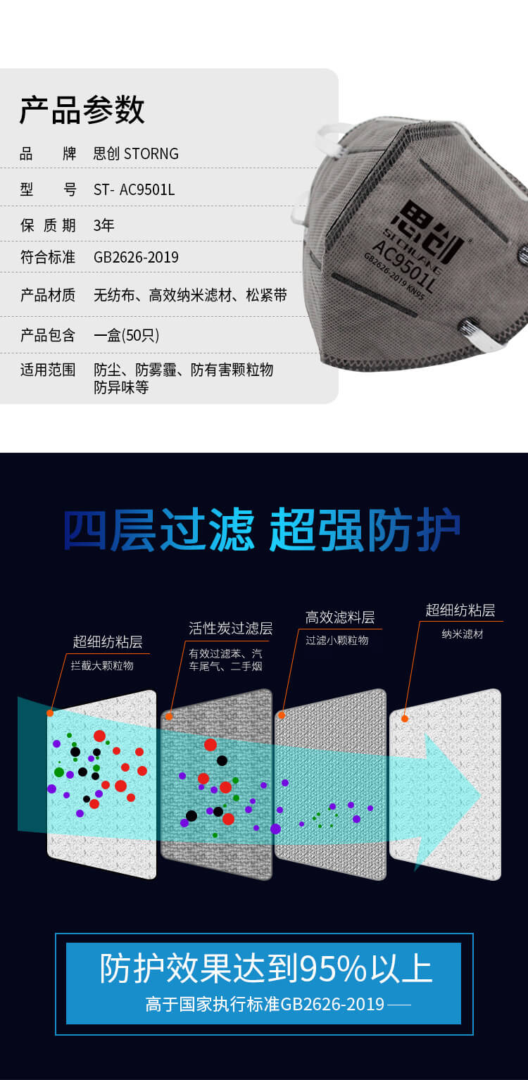 ST-AC9501L耳带式扬弃型防异味口罩-亚游国际